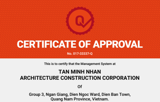 Tân Minh Nhân đạt chứng nhận chất lượng ISO 9001:2015